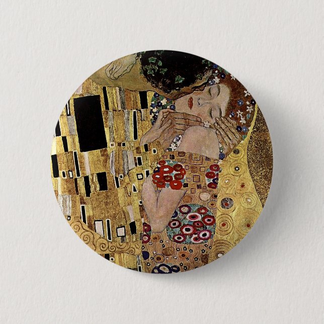 Bóton Redondo 5.08cm Detalhe do Beijo de Gustav Klimt (cerca de 1908) (Frente)