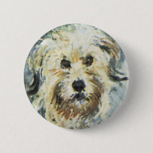 Bóton Redondo 5.08cm Detalhe do cão da pintura de Claude Monet