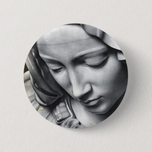 Bóton Redondo 5.08cm Detalhe do Pieta de Michelangelo da cara da Virgem