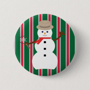 Bóton Redondo 5.08cm Detetive Snowman de Natal divertido e Rico