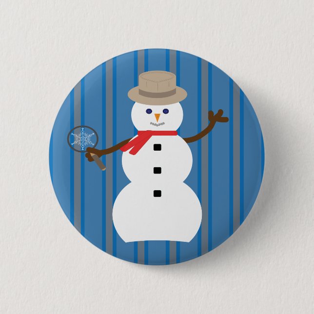 Bóton Redondo 5.08cm Detetive Snowman, divertido e Rico (Frente)