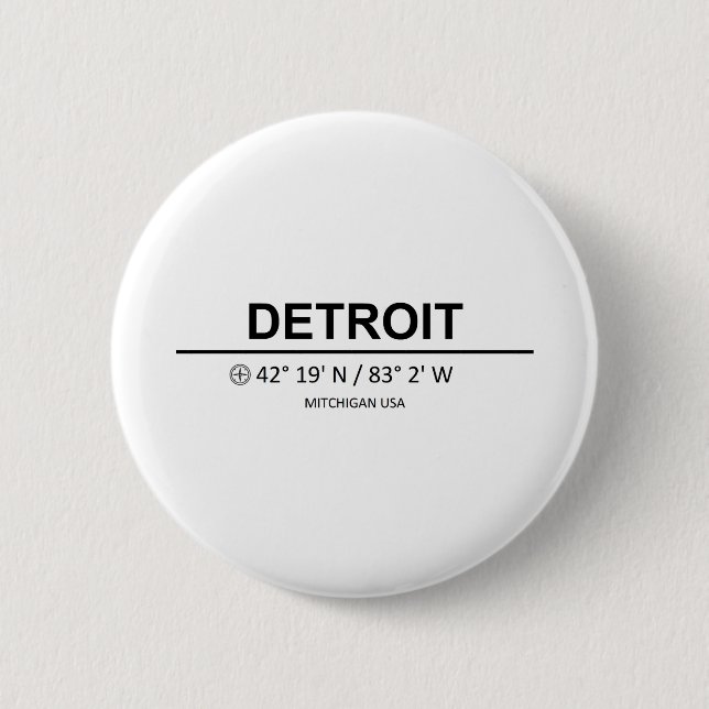 Bóton Redondo 5.08cm Detroit Coordenaten - Coordenadas de Detroit (Frente)