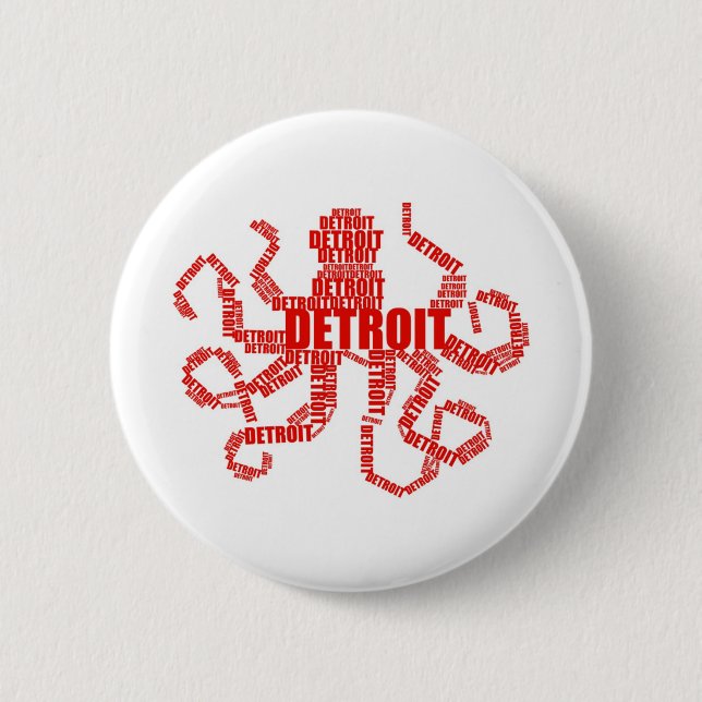 Bóton Redondo 5.08cm Detroit Octopus (Frente)
