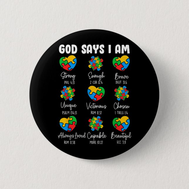 Bóton Redondo 5.08cm Deus Diz Que Eu Sou - Versículo Bíblico Cristão de (Frente)