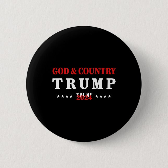 Bóton Redondo 5.08cm Deus E País Trump 2024 (Frente)