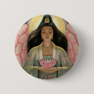 Bóton Redondo 5.08cm Deusa de Kuan Yin da piedade