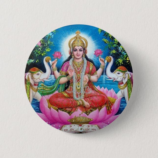 Bóton Redondo 5.08cm Deusa de Lakshmi de amor, de prosperidade, e de (Frente)