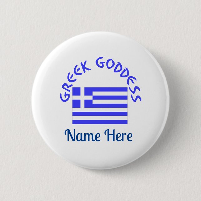 Bóton Redondo 5.08cm Deusa Grega e Bandeira da Grécia Personalizada  (Frente)