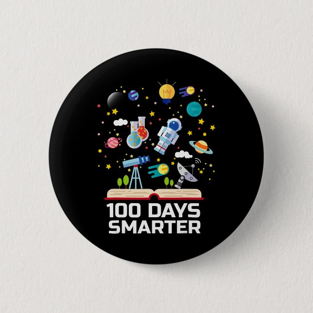 Bóton Redondo 5.08cm Dia Da Escola 100 Dias Mais Inteligentes Espaço De (Frente)