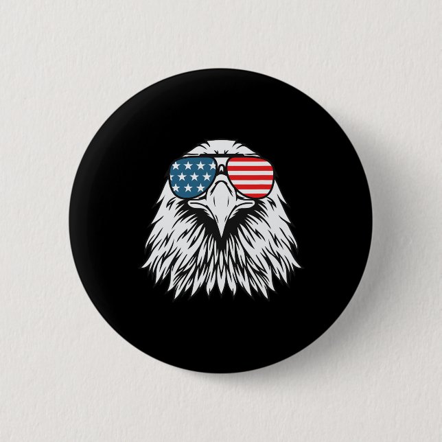 Bóton Redondo 5.08cm Dia da Independência - Bald Eagle Flag - Dia da In (Frente)