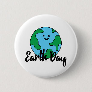 Bóton Redondo 5.08cm Dia da Terra Mundo Ícone Ecológico Feliz da Terr