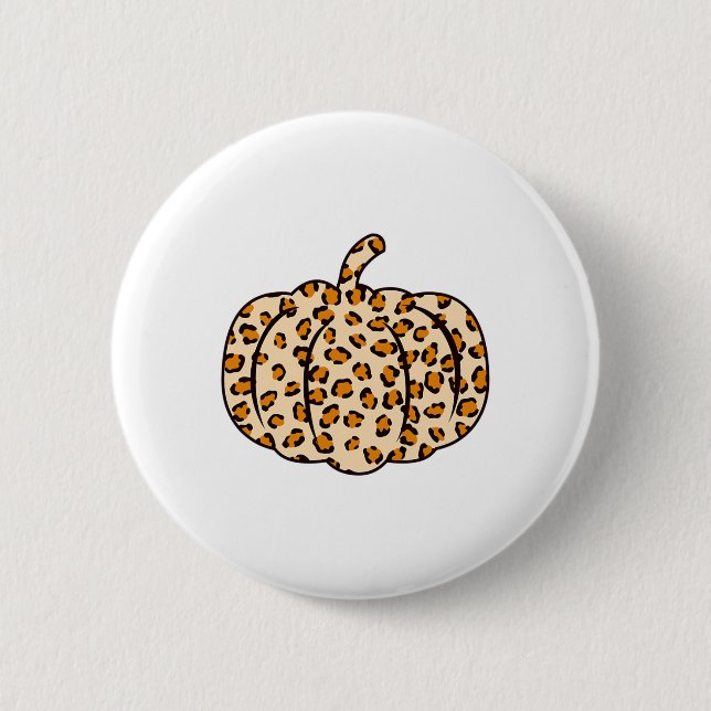 Bóton Redondo 5.08cm Dia de Ação de Graças de Leopard Pumpkin (Frente)