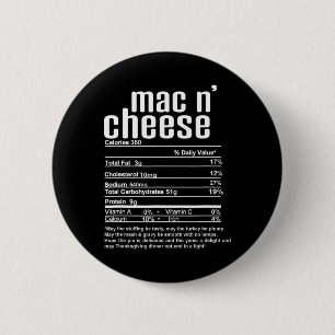 Bóton Redondo 5.08cm Dia de Ação de Graças Natal Mac N Queijo Informaçõ