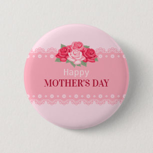 Bóton Redondo 5.08cm Dia de as mães Feliz Elegante  Botão Pin