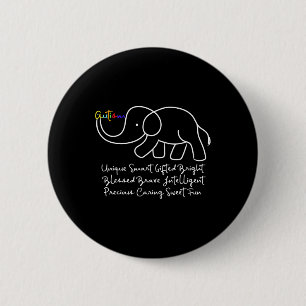 Bóton Redondo 5.08cm Dia de Conscientização do Autismo Elefante Present