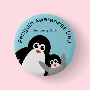 Bóton Redondo 5.08cm Dia de Conscientização do Pinguim Azul