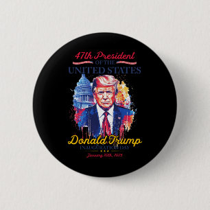 Bóton Redondo 5.08cm Dia de Inauguração do Presidente Trump EUA 2025 Me