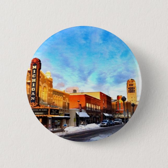 Bóton Redondo 5.08cm Dia de inverno em Ann Arbor (Frente)