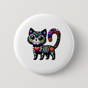 Bóton Redondo 5.08cm Dia De Los Muertos Cinco De Mayo Cat Sugar Skype M