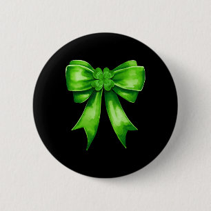 Bóton Redondo 5.08cm Dia de São Patrício Coquette Shamrock Verde Irland
