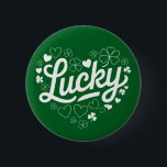 Bóton Redondo 5.08cm Dia de São Patrício Heart Lucky Clover Shamrock<br><div class="desc">Dia de São Patrício Heart Lucky Clover Shamrock</div>