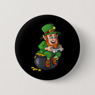 Bóton Redondo 5.08cm Dia de São Patrício Leprechaun Video Game Controll