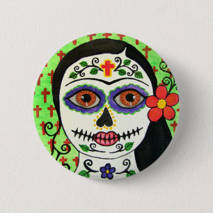 Bóton Redondo 5.08cm Dia do botão da catrina morta