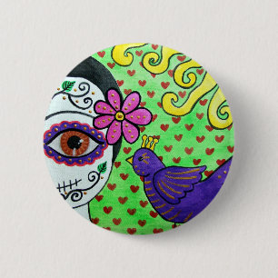 Bóton Redondo 5.08cm Dia do Botão Morto "Catrina"