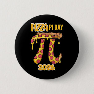 Bóton Redondo 5.08cm Dia do Pizza Pi 2026 Retro Professor de Matemática