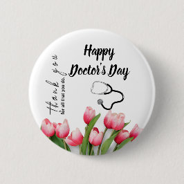 Bóton Redondo 5.08cm Dia Dos Médicos Tulipa Elegante E Estetoscópio