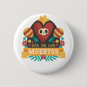 Bóton Redondo 5.08cm Dia dos Mortos - Dia de Los Muertos - Coração Cr