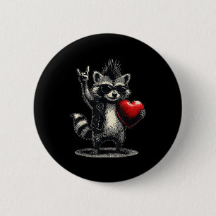Bóton Redondo 5.08cm Dia dos Namorados Funny Raccoon Heart Punk Rock Ma