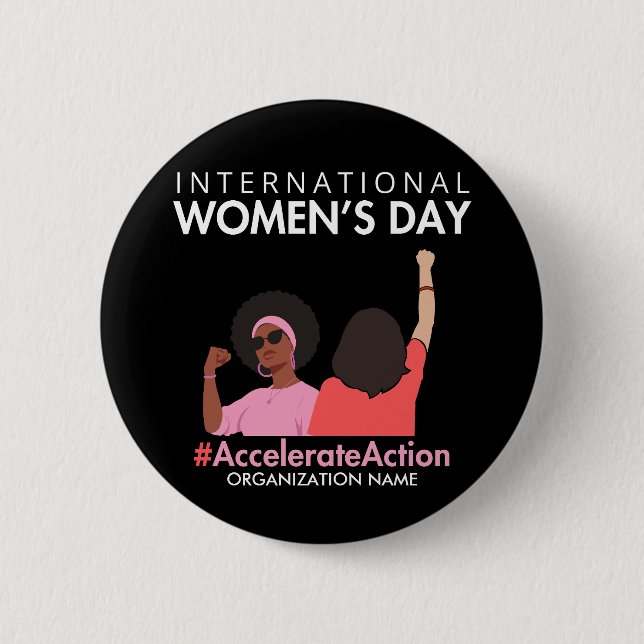 Bóton Redondo 5.08cm Dia Internacional da Mulher 2025, Aceleração da Aç (Frente)