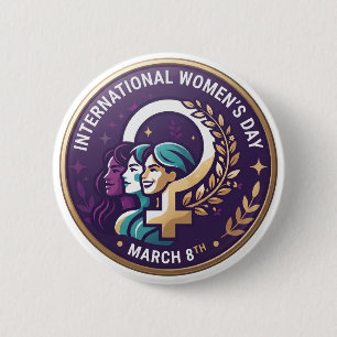 Bóton Redondo 5.08cm Dia Internacional da Mulher 8 de Março IWD