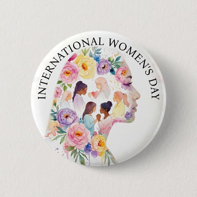 Bóton Redondo 5.08cm Dia Internacional da Mulher 8 de Março IWD (Frente)