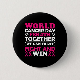 Bóton Redondo 5.08cm Dia Mundial do Cancer 4º Fev Juntos Podemos Tratar