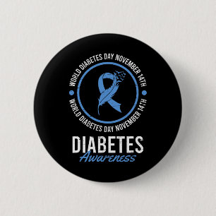 Bóton Redondo 5.08cm Dia Mundial do Diabetes Novembro Conscientização s