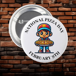 Bóton Redondo 5.08cm Dia Nacional da Pizza 9 de fevereiro