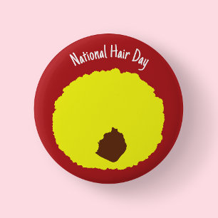 Bóton Redondo 5.08cm Dia Nacional do Cabelo - Insígnia Afro Amarela/