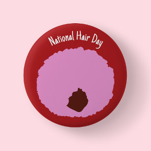 Bóton Redondo 5.08cm Dia Nacional do Cabelo - Insígnia Afro Rosa/