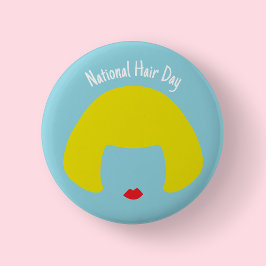 Bóton Redondo 5.08cm Dia Nacional do Cabelo - Insígnia de Bob Loiro/