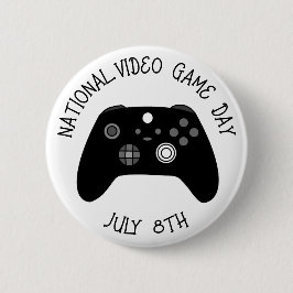 Bóton Redondo 5.08cm Dia Nacional do Vídeo Jogo 8 de julho