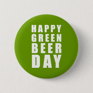 Bóton Redondo 5.08cm Dia verde feliz engraçado da cerveja