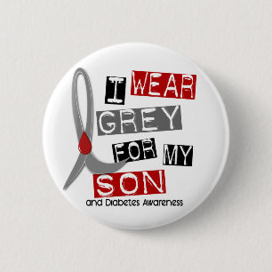 Bóton Redondo 5.08cm Diabetes eu visto o cinza para meu filho 37