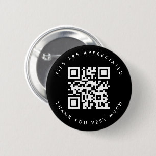Bóton Redondo 5.08cm Dica de código QR preto e branco simples