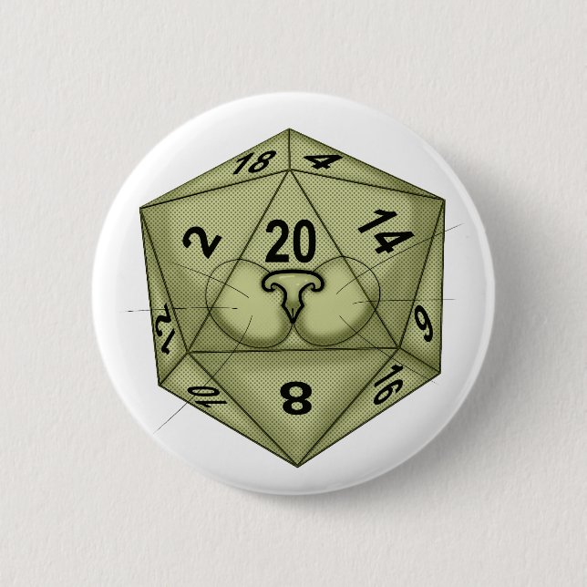 Bóton Redondo 5.08cm Dice. Gato. D20 Verificação de Percepção (Frente)