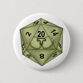 Bóton Redondo 5.08cm Dice. Gato. D20 Verificação de Percepção