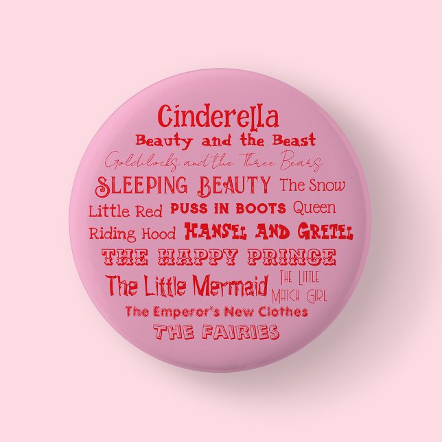 Bóton Redondo 5.08cm Diga a um Crachá do Dia das Fadas/ (Pink Fairy Tale Badge/Button)
