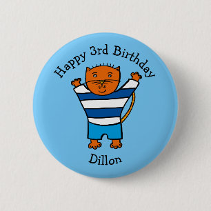 Bóton Redondo 5.08cm Dillon o Gato Personalizado Feliz Aniversário