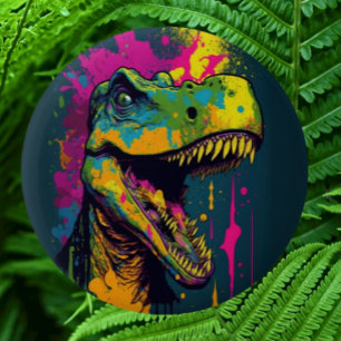 Bóton Redondo 5.08cm Dinossaur T Rex Colorida